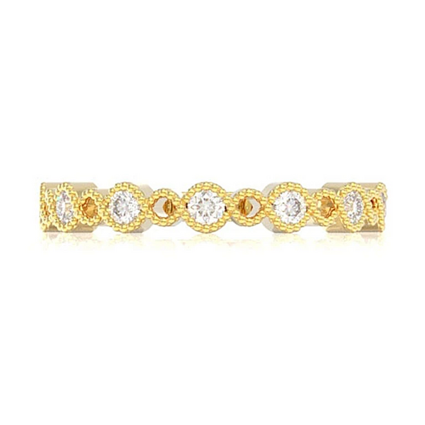 Circle Milgrain Twist Diamond Wedding Band Ring