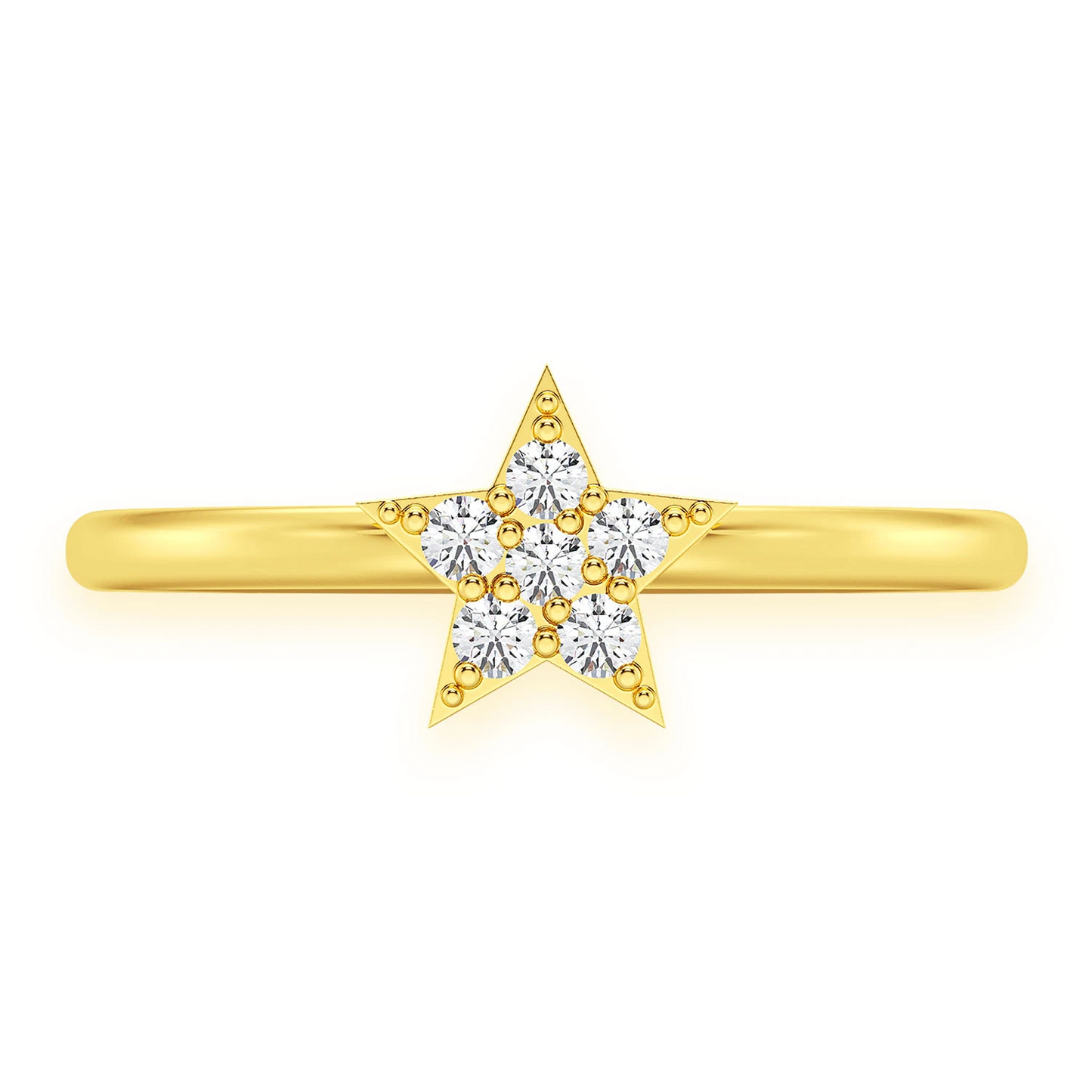 Petite Star Diamond Ring in 14K yellow gold, front view