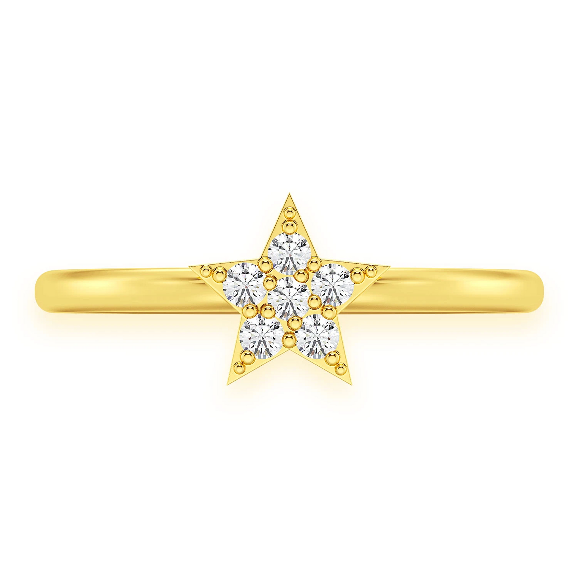 Petite Star Diamond Ring in 14K yellow gold, front view