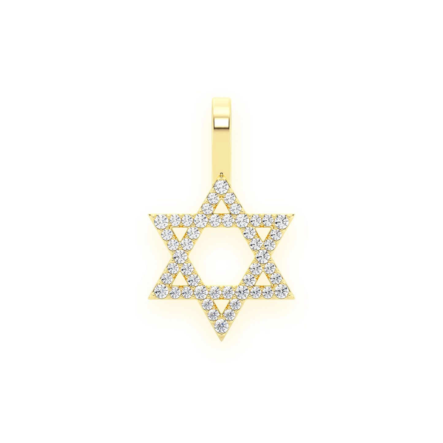 Star of David Diamond Pendant in 14K yellow gold, front view