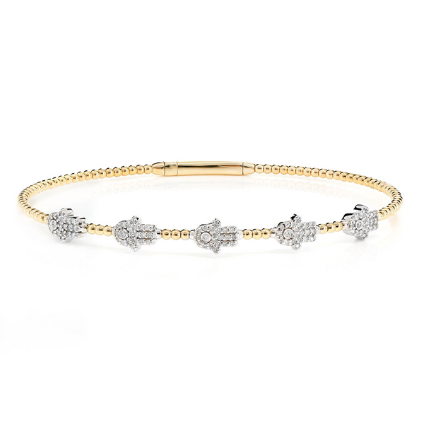 Beaded Hamsa Diamond Flex Bangle Bracelet