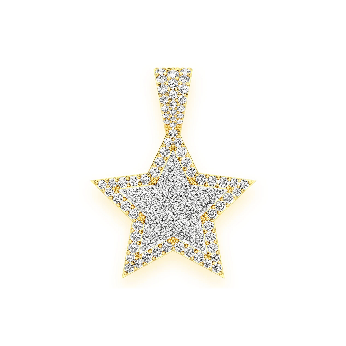 Double Layer Star Pendant in two-tone 14k gold, front view