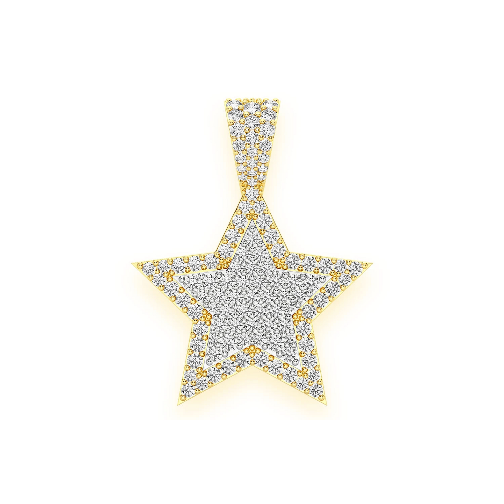 Double Layer Star Pendant in two-tone 14k gold, front view