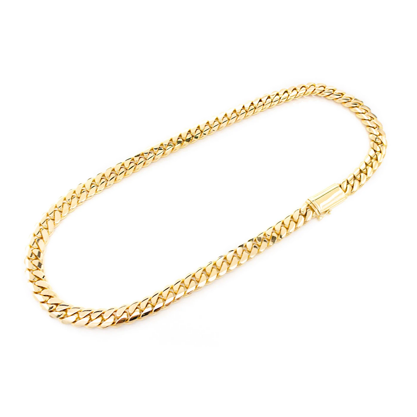 Miami Cuban Gold Chain in 14K yellow gold, 12mm width, angled view