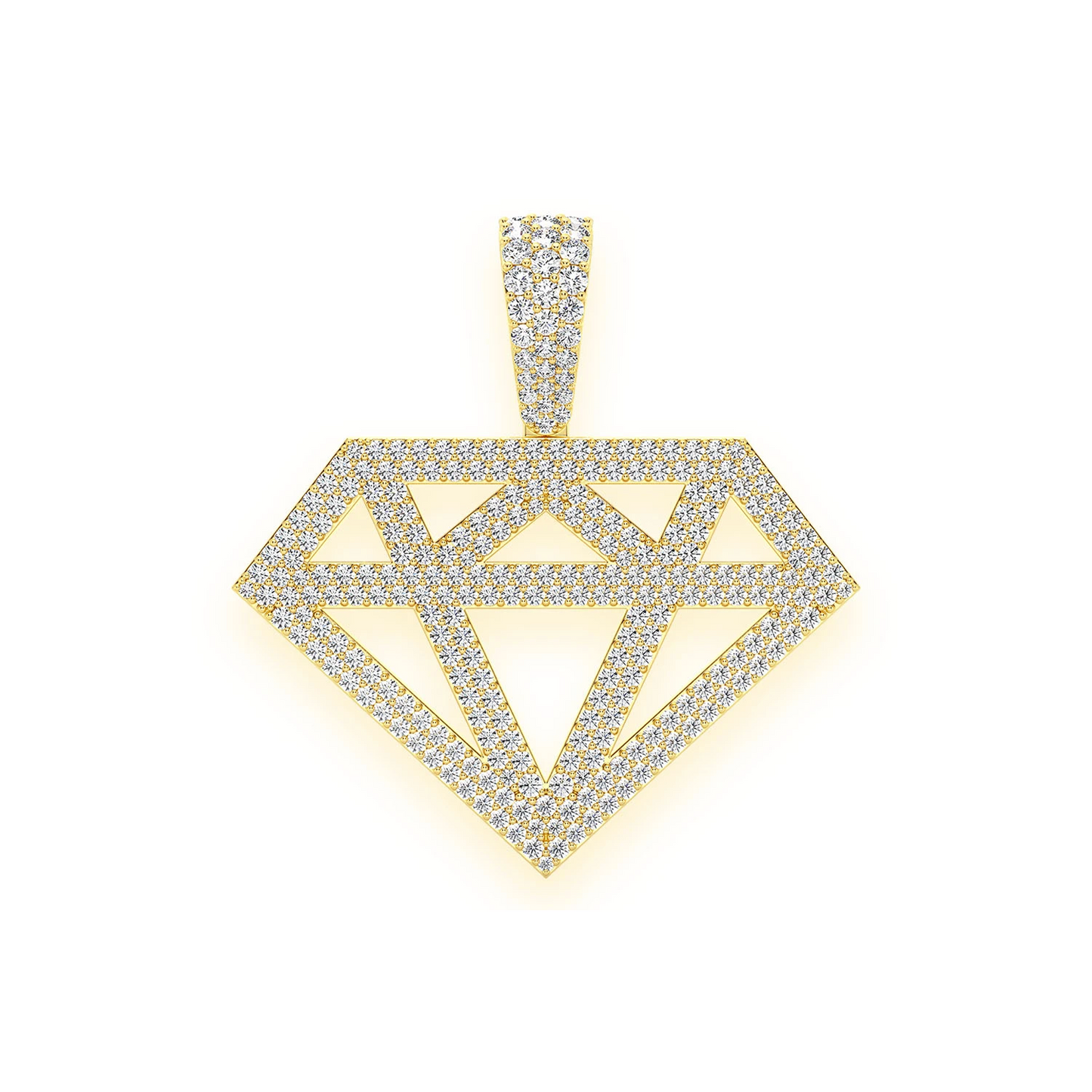 Diamond Silhouette Pendant in 14K yellow gold, Statement | 2.50ctw, front view