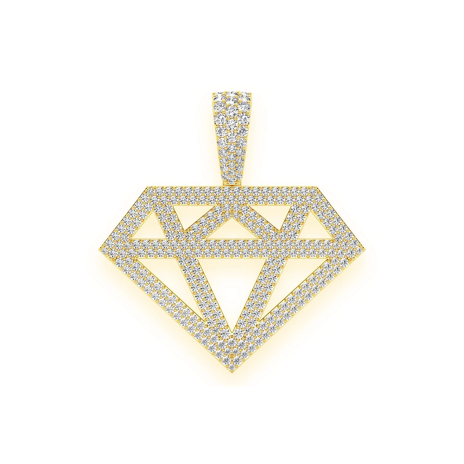 Diamond Silhouette Pendant in 14K yellow gold, Statement | 2.50ctw, front view