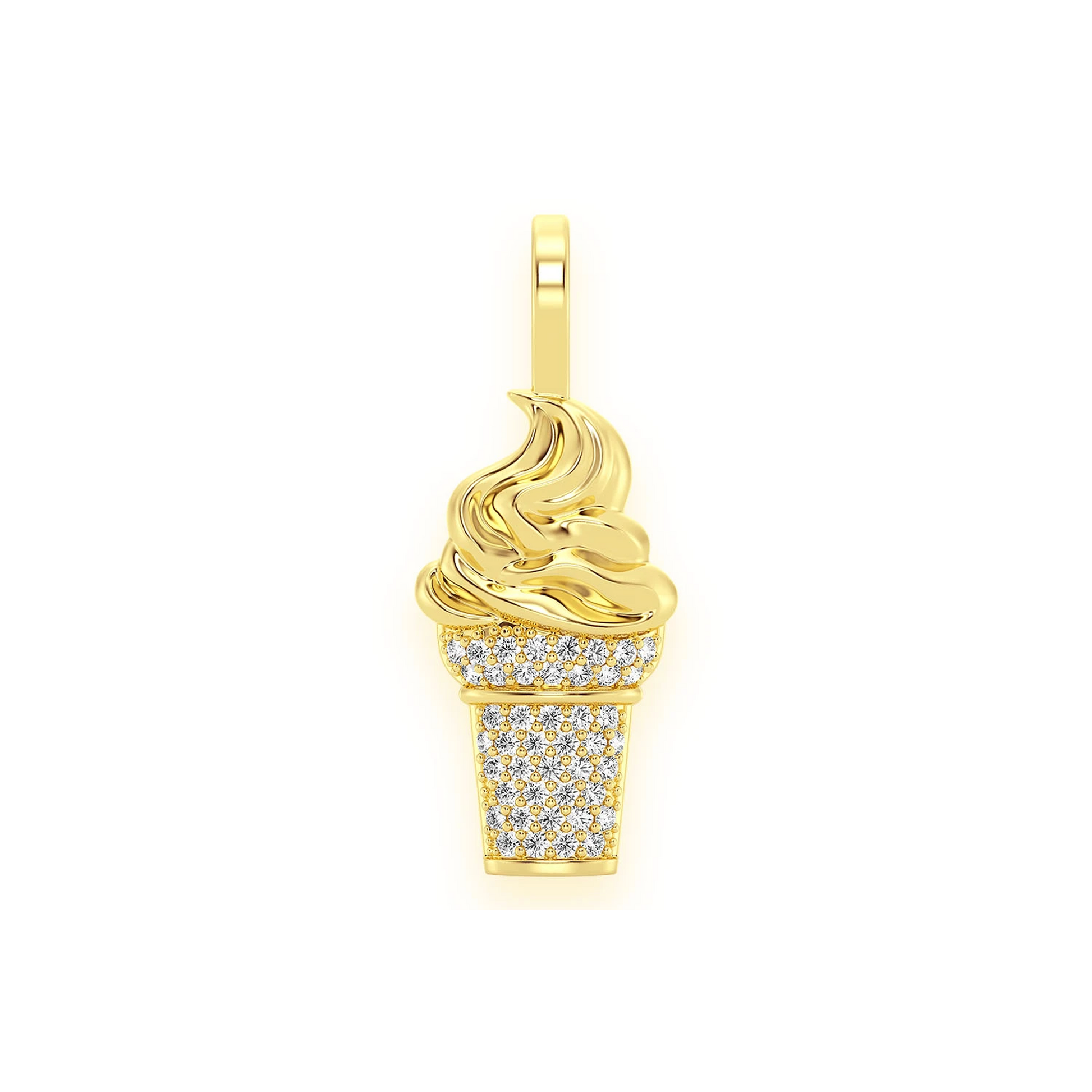 Ice Cream Diamond Pendant in 14K yellow gold, front view