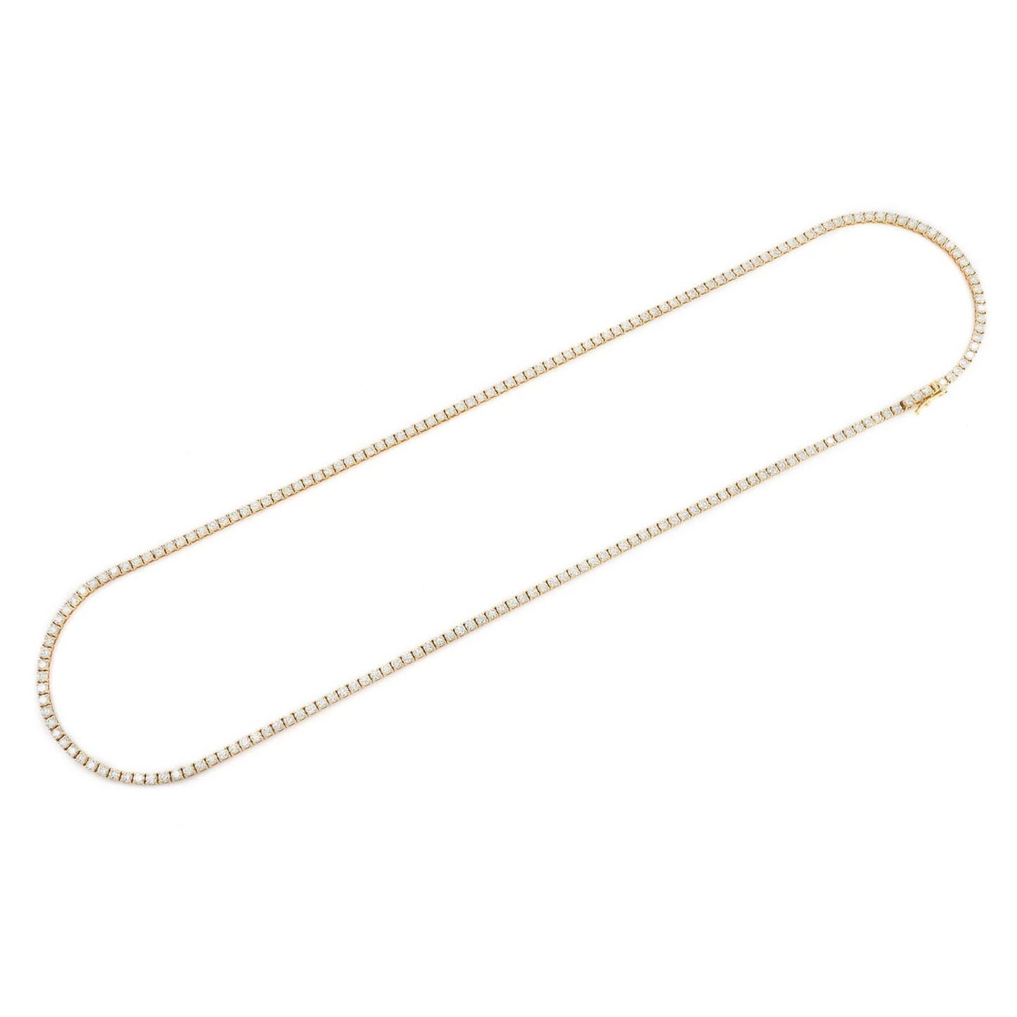 Prong Diamond Tennis Necklace in 14K yellow gold, 5pt / 11.00ctw, detail view