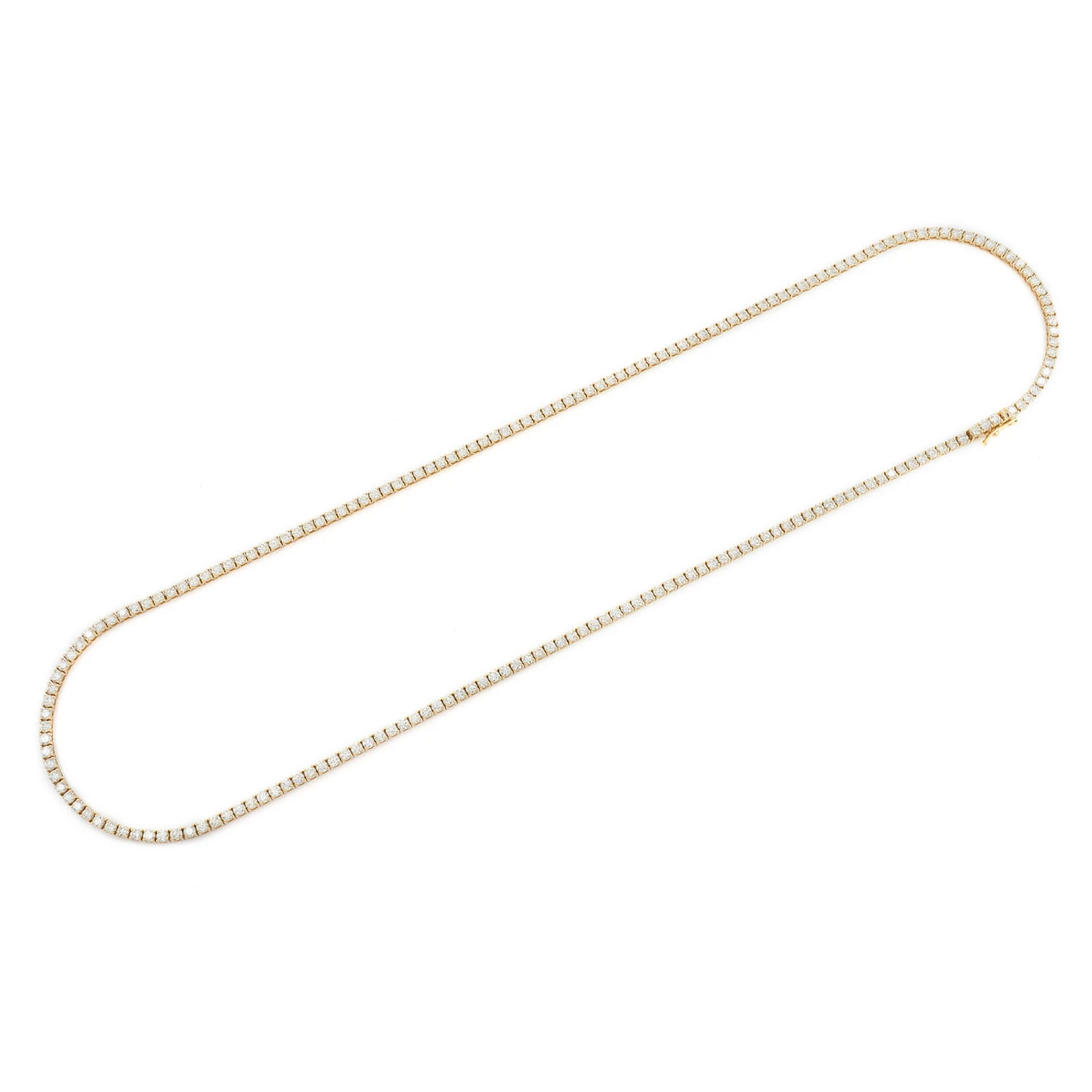 Prong Diamond Tennis Necklace in 14K yellow gold, 5pt / 11.00ctw, detail view