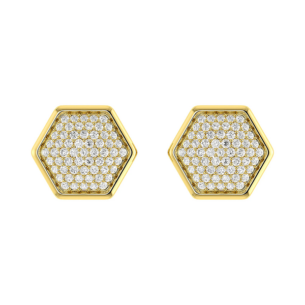 Hexagon Cluster Diamond Stud Earrings