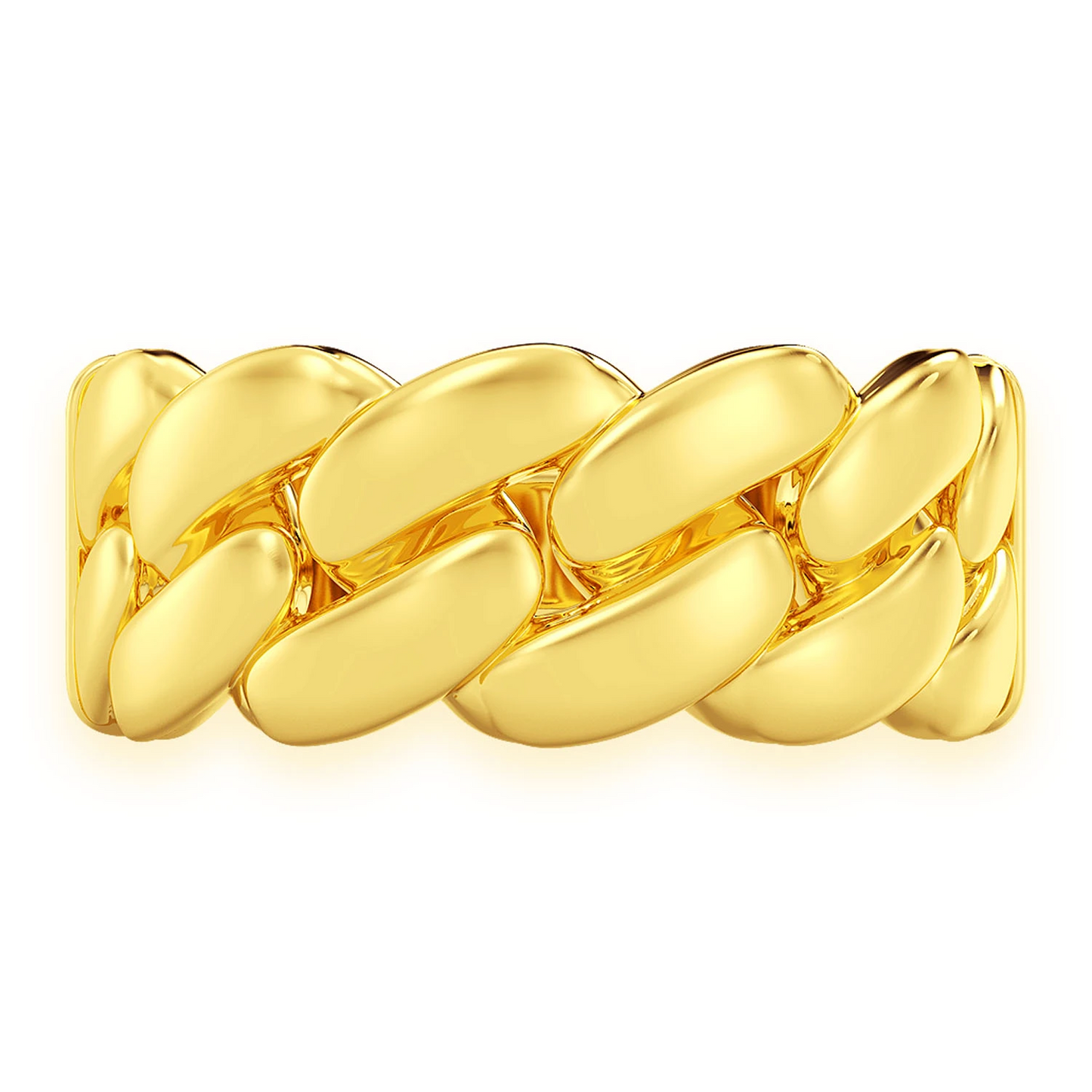 Solid Gold Cuban Ring in 14K yellow gold, front view 3