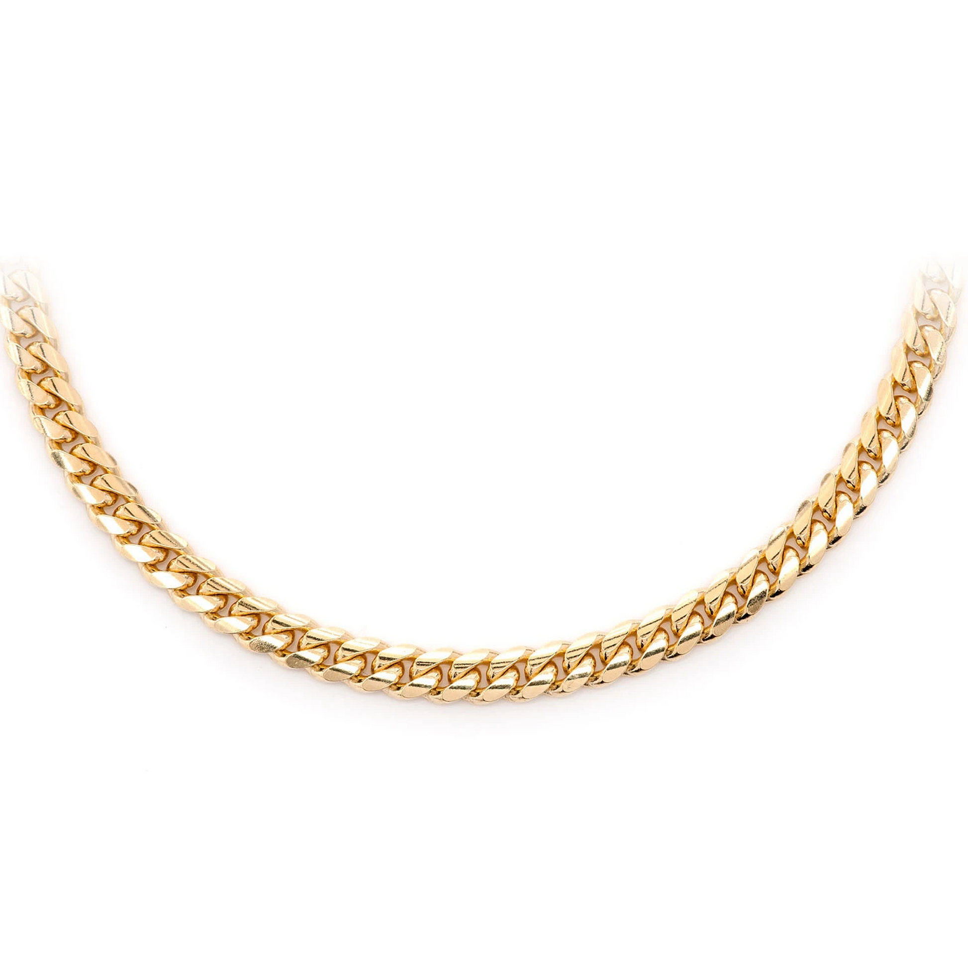 Miami Cuban Gold Chain in 14K yellow gold, 4mm width, front view