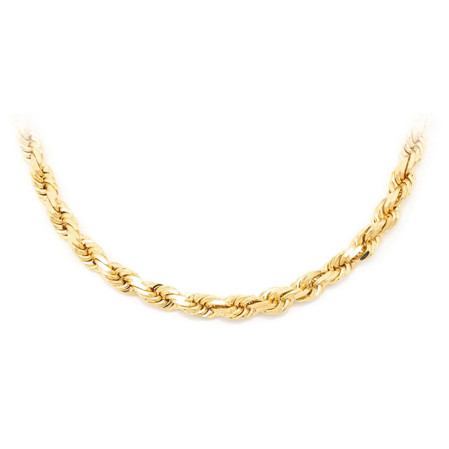 Rope Gold Chain in 14K yellow gold, 5mm width, front view