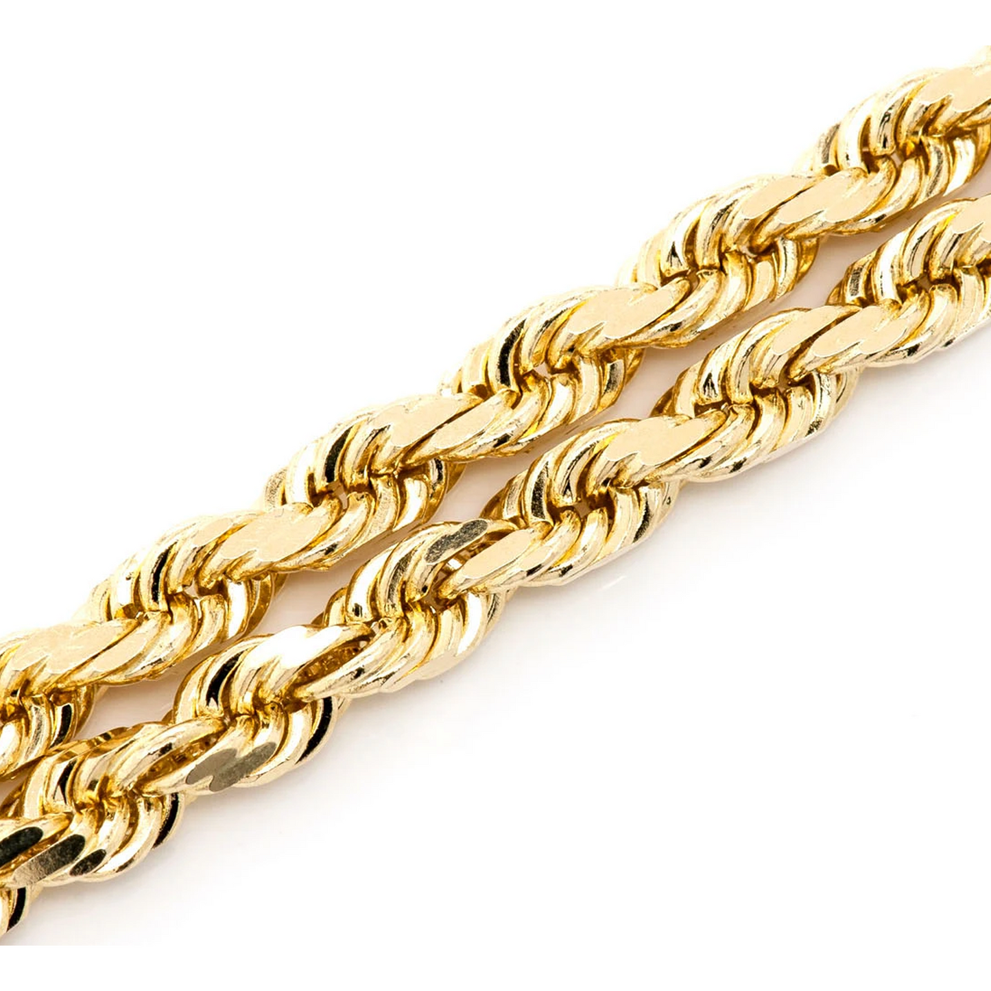 Rope Gold Chain in 14K yellow gold, 4mm width, angled view