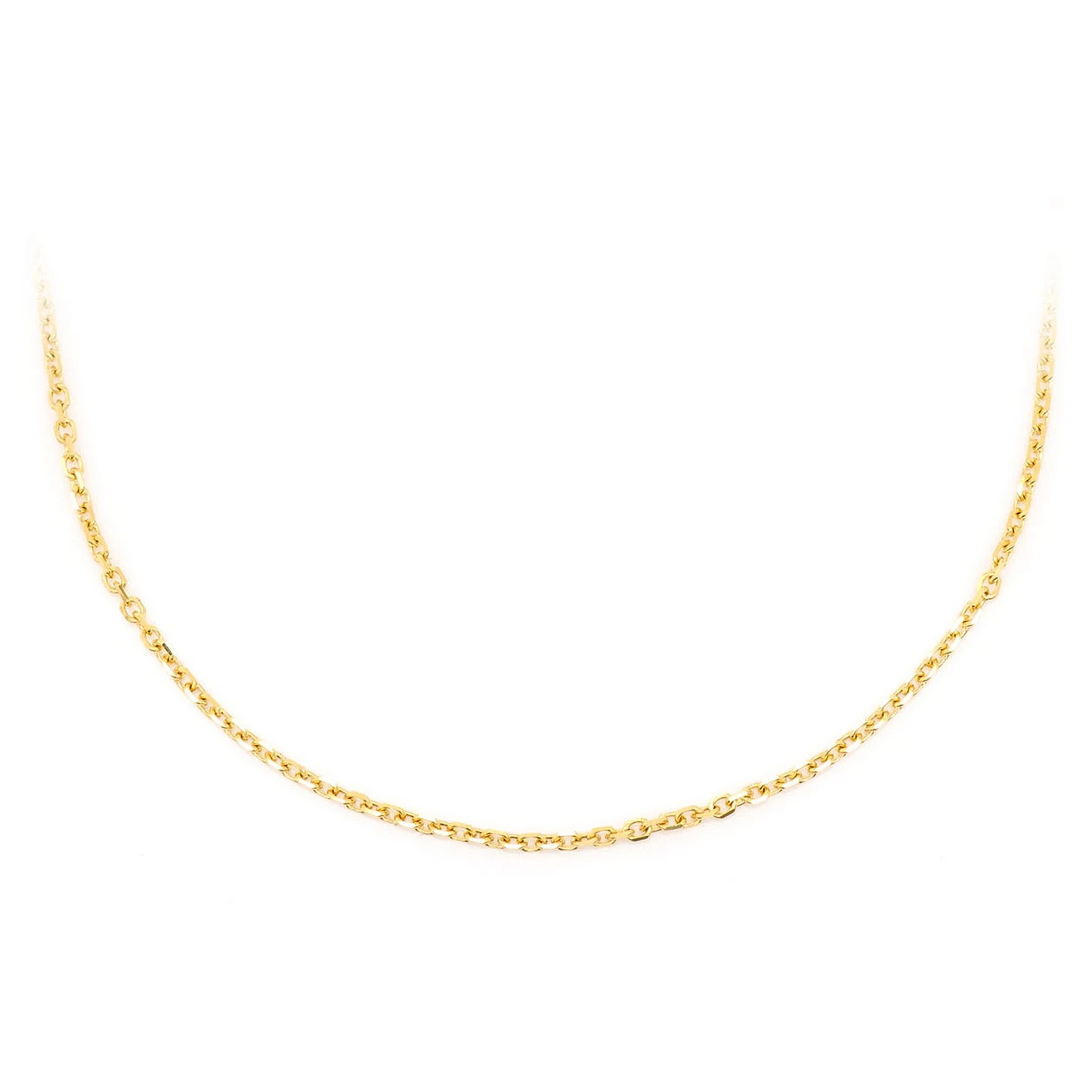 Rolo Gold Chain in 14K yellow gold, 1mm width, front view