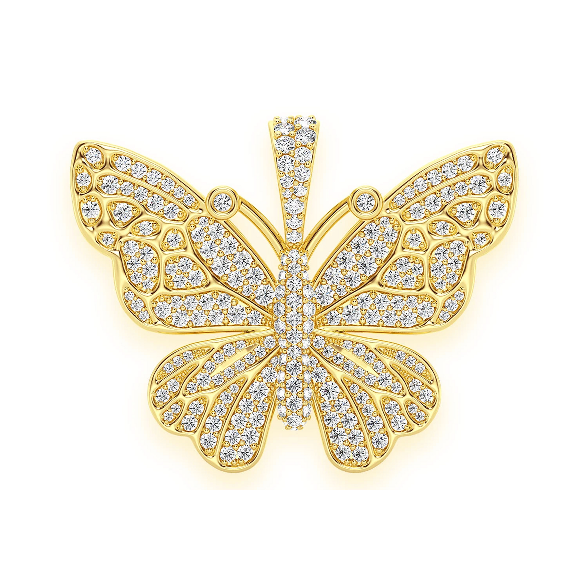 Statement Butterfly Diamond Pendant in 14K yellow gold, front view