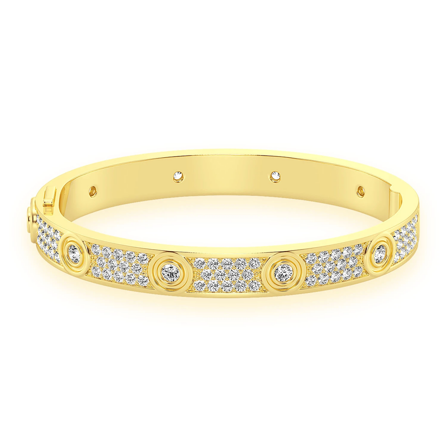 Eternity Diamond Bangle in 14K yellow gold, front view