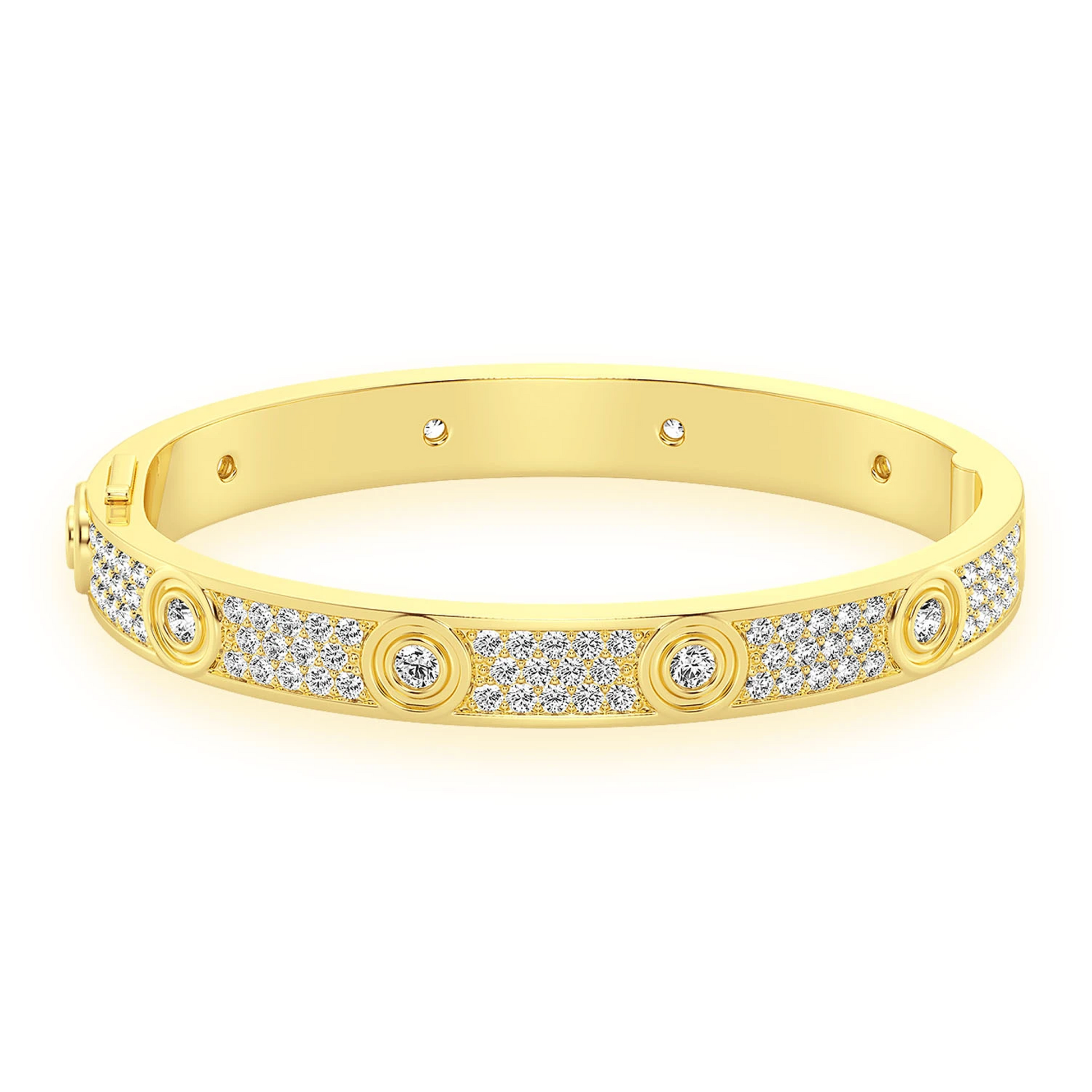 Eternity Diamond Bangle in 14K yellow gold, front view
