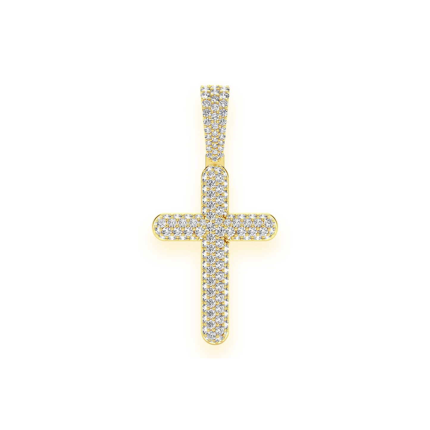 Bubbly Diamond Cross Pendant in 14K yellow gold, Standard | 1.10ctw, front view