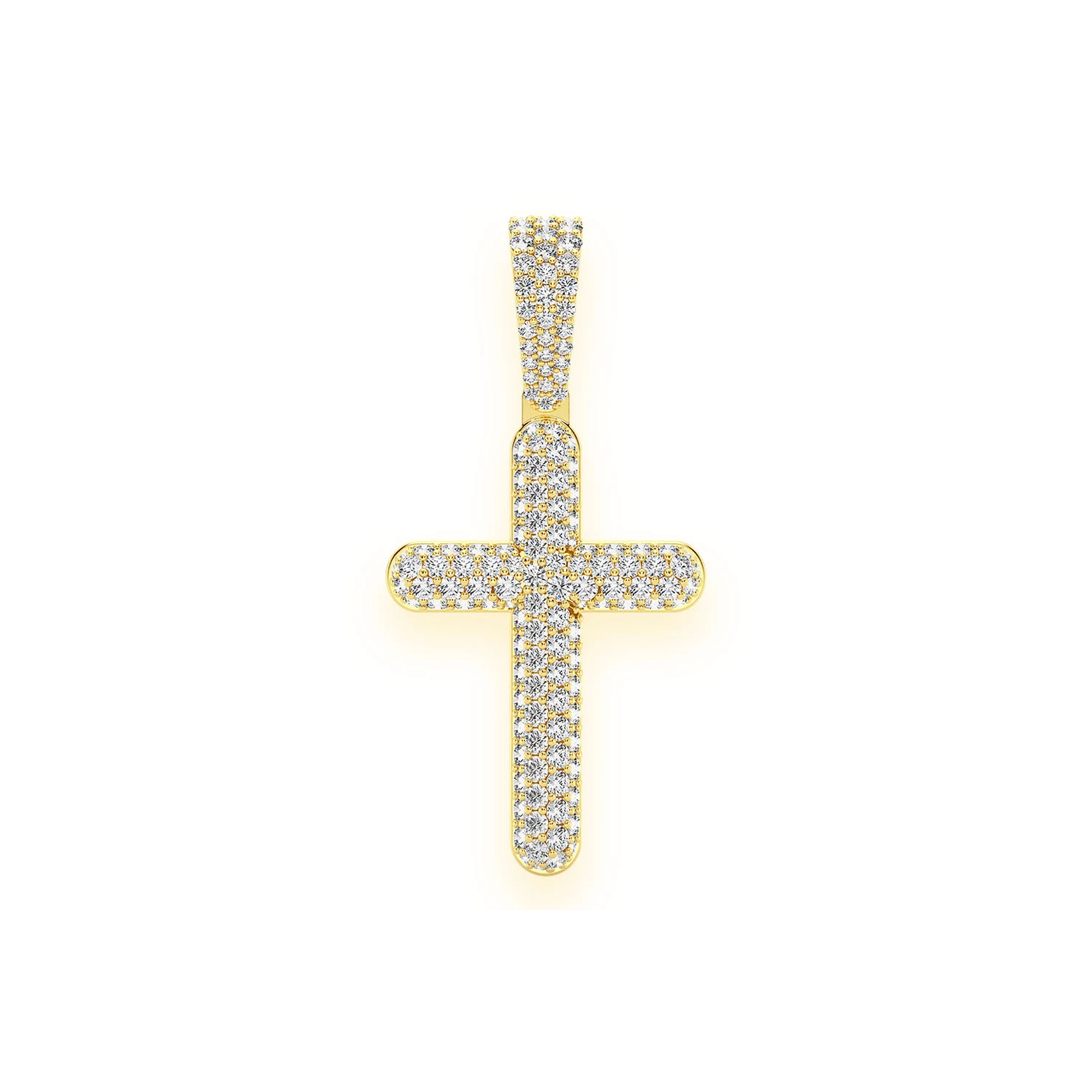 Bubbly Diamond Cross Pendant in 14K yellow gold, Standard | 1.10ctw, front view