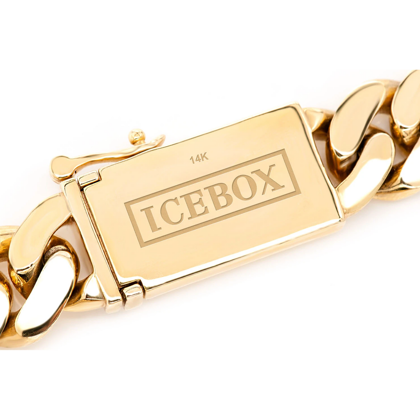 Miami Cuban Gold Chain in 14K yellow gold, 18mm width, detail view
