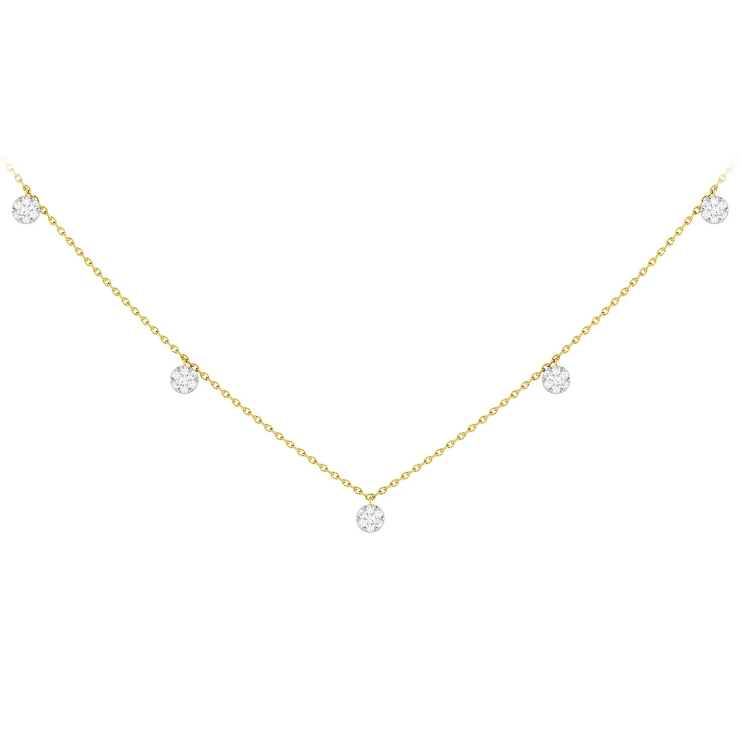 Diamond Disc Station Necklace in 14K yellow gold, front view