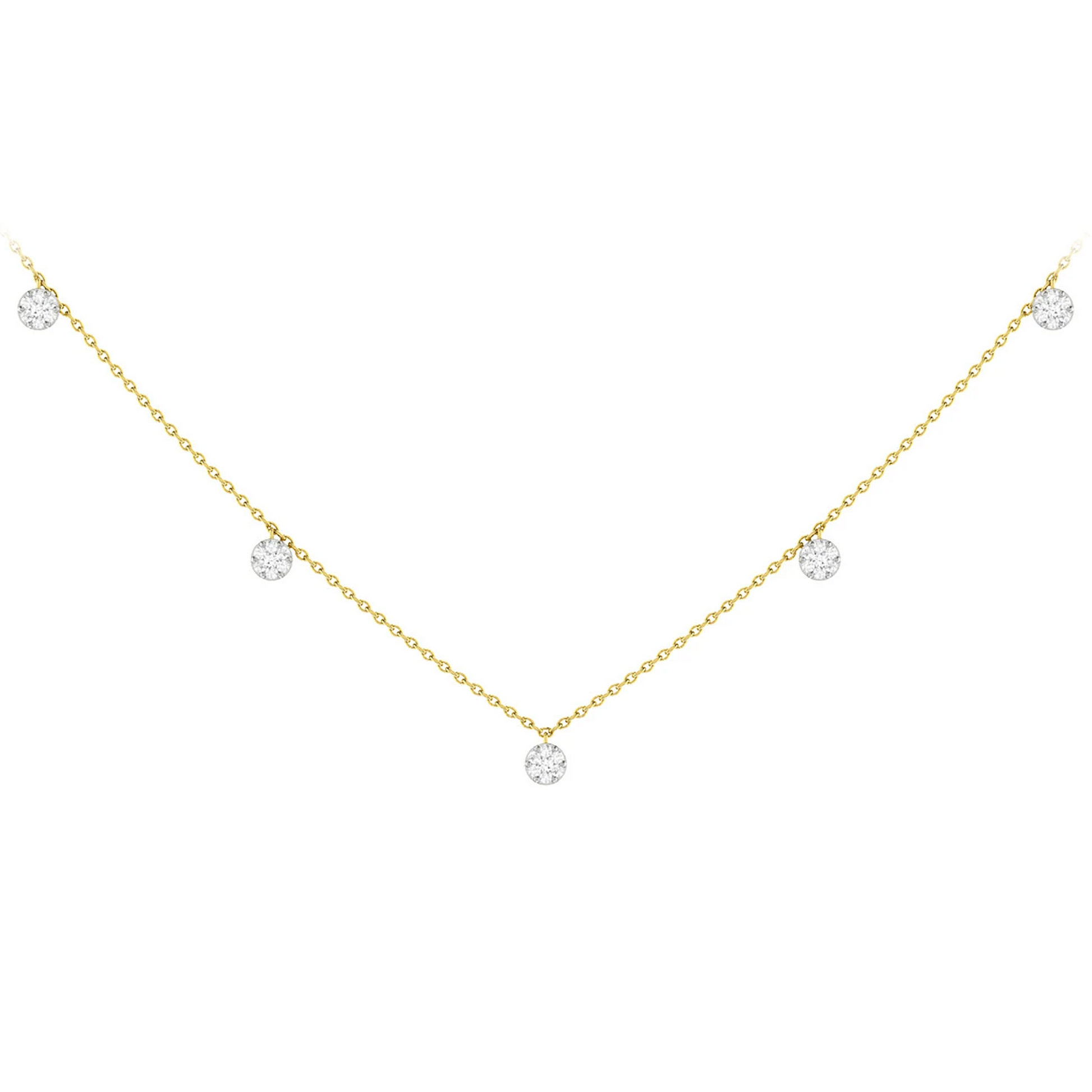 Diamond Disc Station Necklace in 14K yellow gold, front view