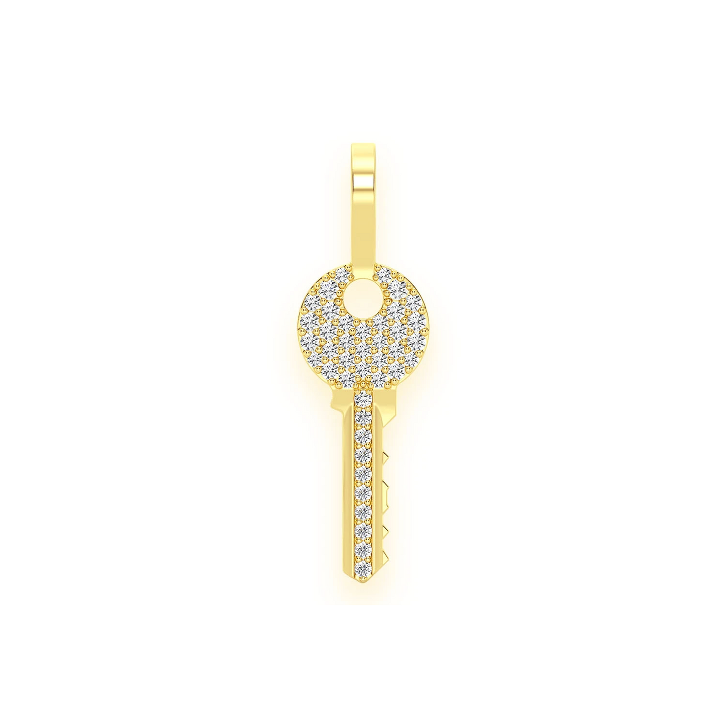 Key Diamond Pendant in 14K yellow gold, front view