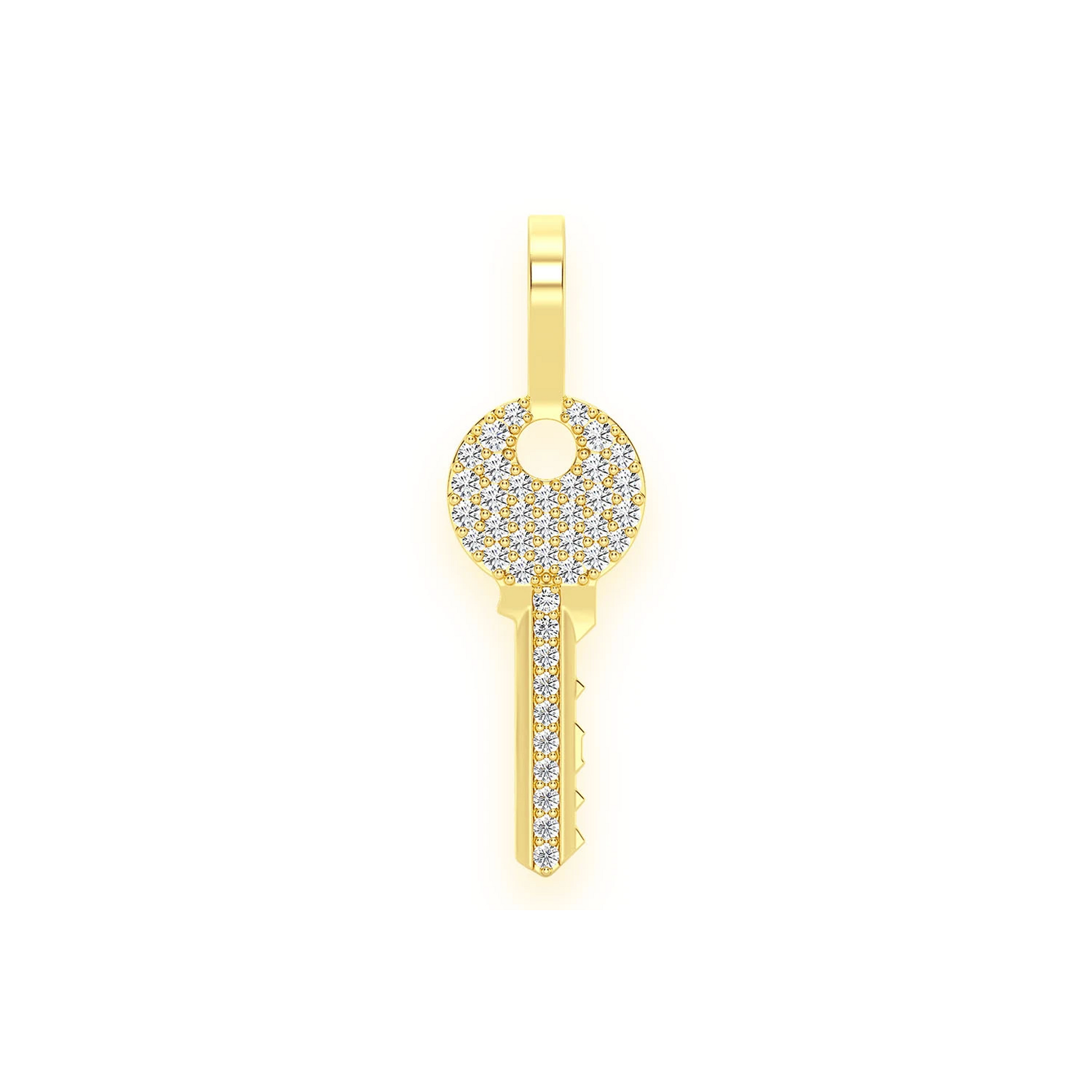 Key Diamond Pendant in 14K yellow gold, front view
