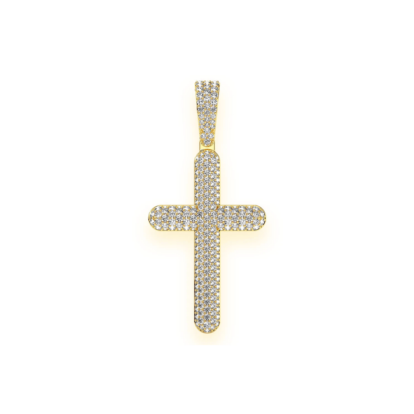 Bubbly Diamond Cross Pendant in 14K yellow gold, Large | 2.00ctw, front view