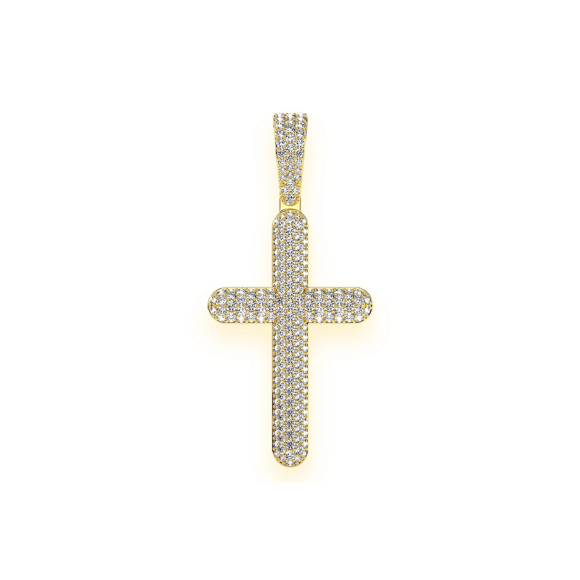 Bubbly Diamond Cross Pendant in 14K yellow gold, Large | 2.00ctw, front view