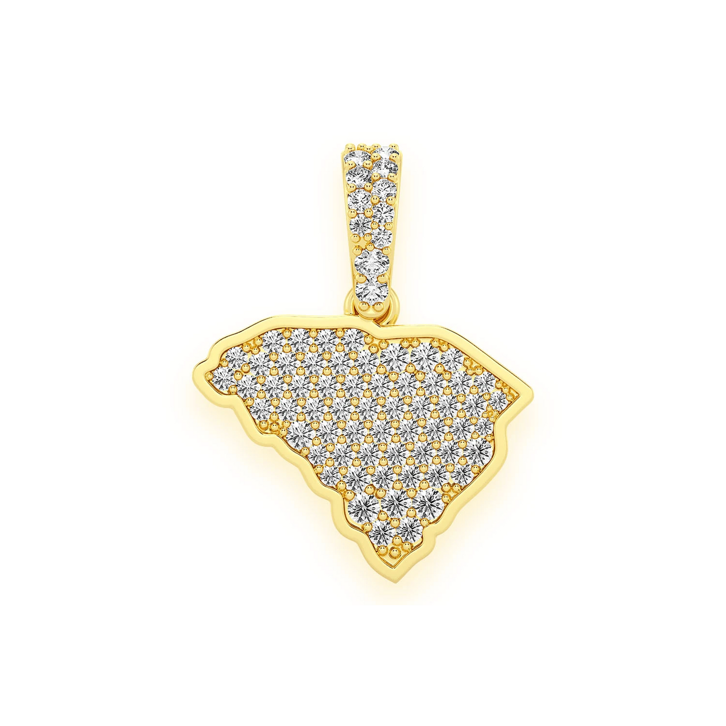 US State Diamond Pendant in 14K yellow gold, South Carolina design, front view