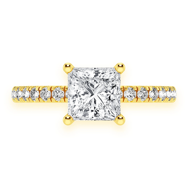 1ct Princess Cut Under Halo Diamond Ring