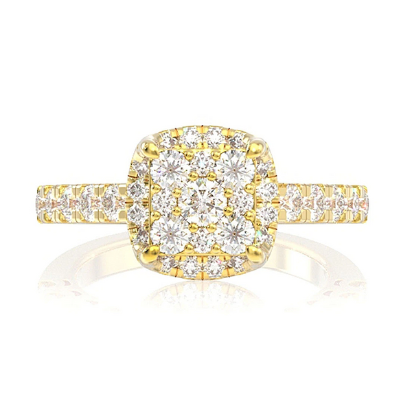 Square Cluster Halo Diamond Ring