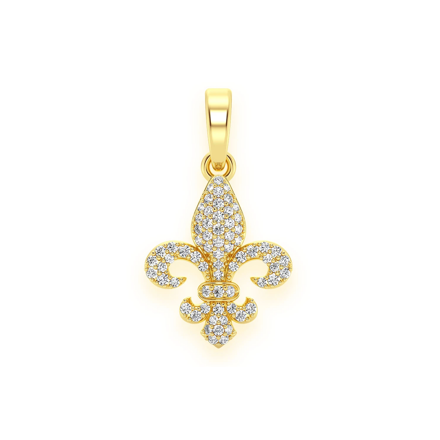 Fleur-De-Lis Diamond Pendant in 14K yellow gold, front view