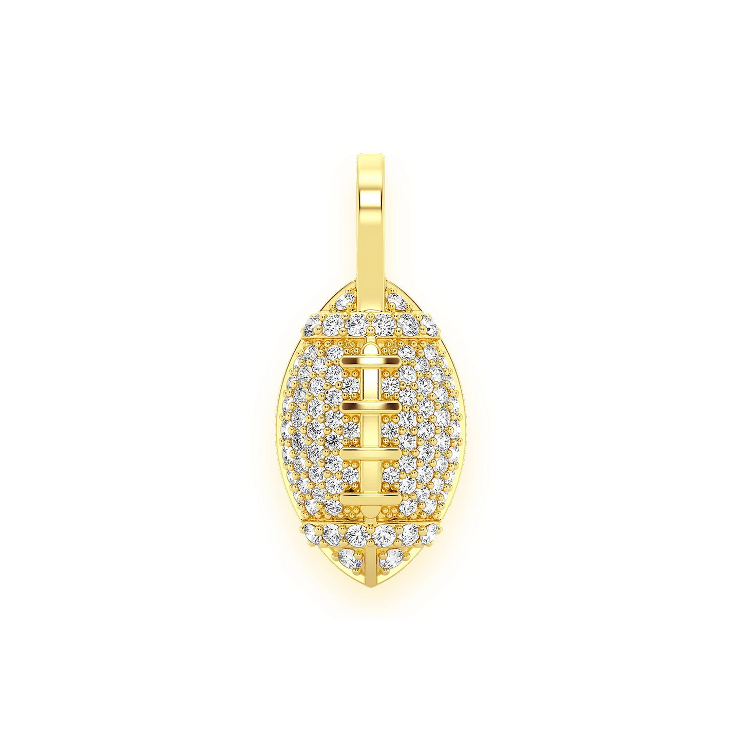 American Football Diamond Pendant in 14K yellow gold, front view