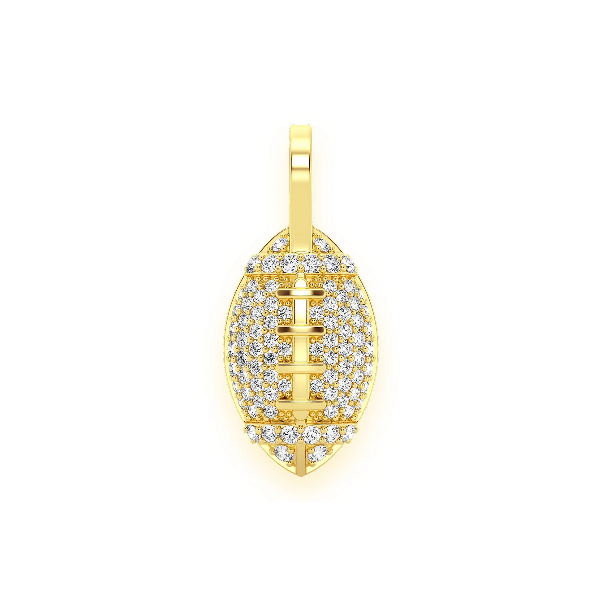 American Football Diamond Pendant in 14K yellow gold, front view