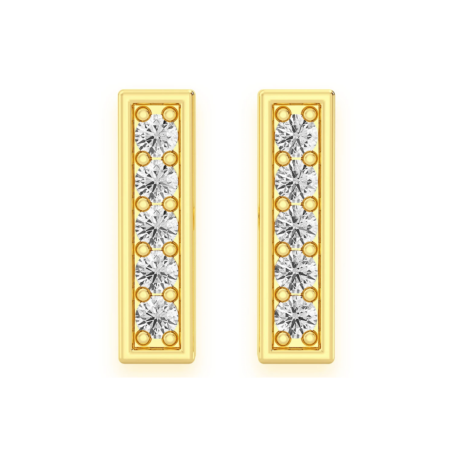 Bar Diamond Studs in 14K yellow gold, front view