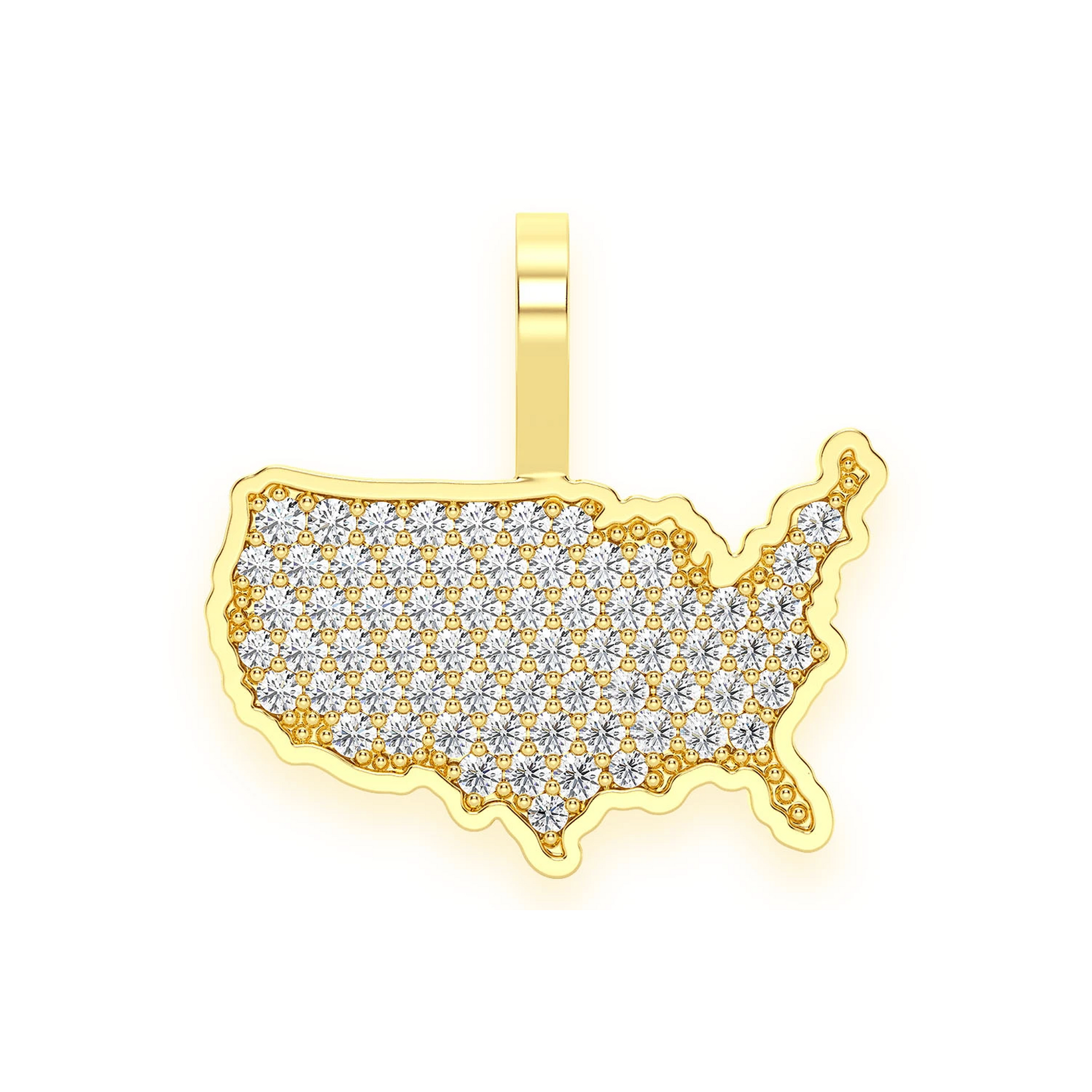 USA Diamond Pendant in 14K yellow gold, front view