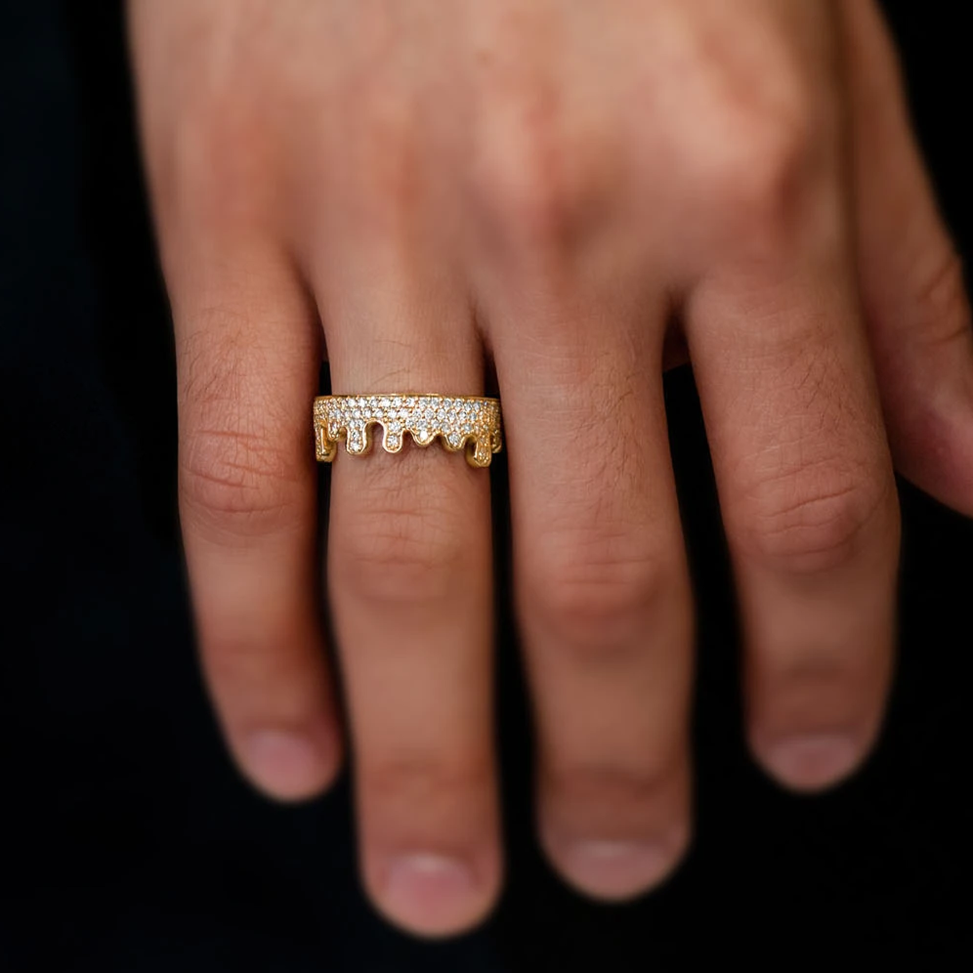 Diamond Drip Ring in 14K yellow gold, 1.00ctw, alternate view