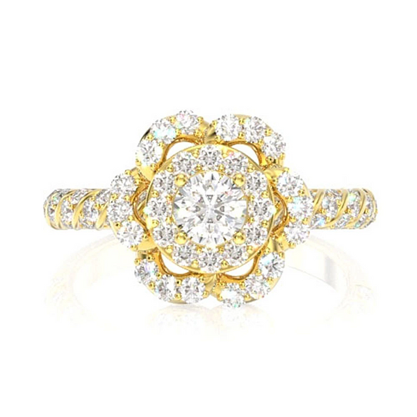 Flower Halo Twist Diamond Ring