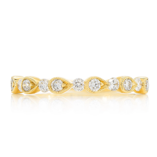 Round & Pear Bezel Stackable Diamond Ring