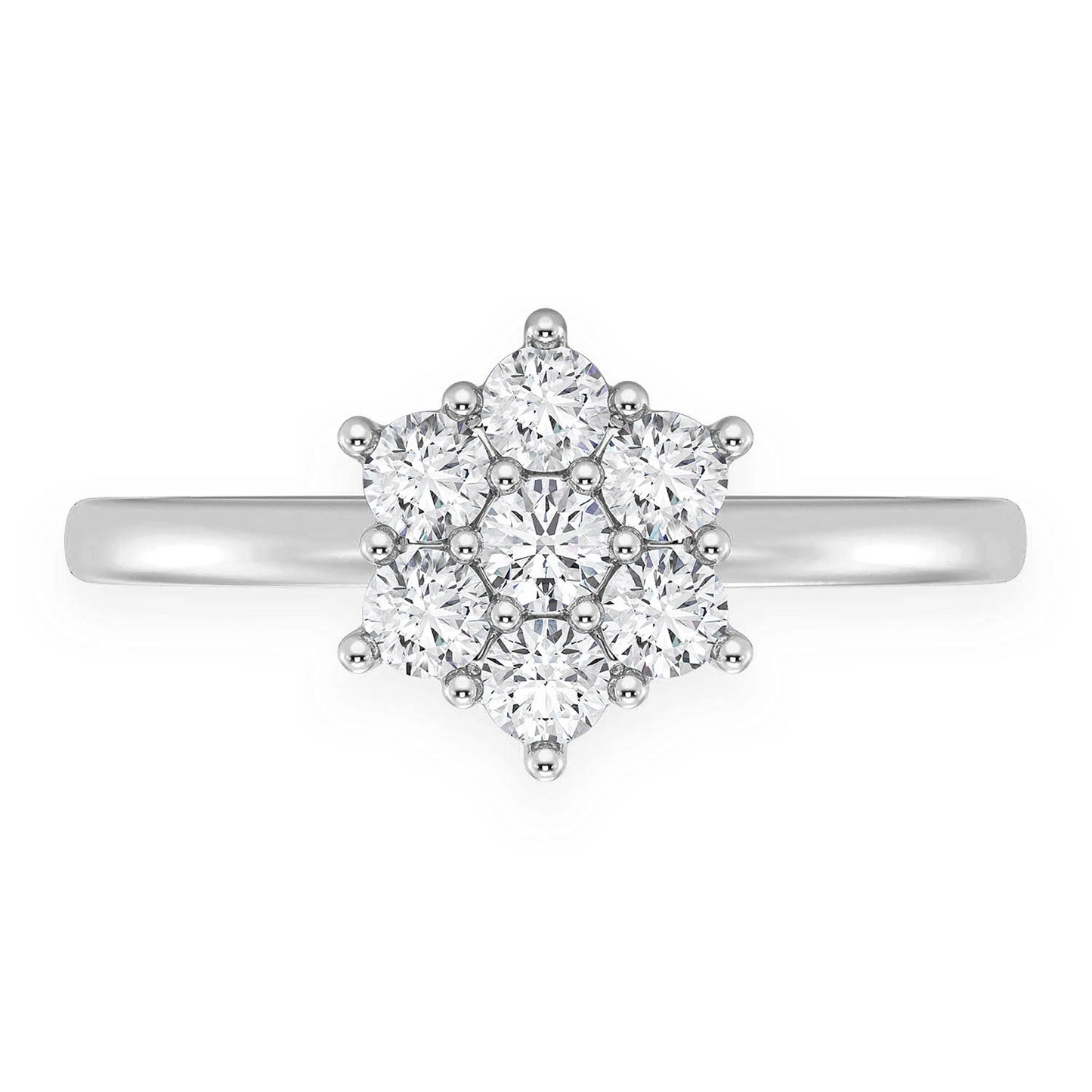 Flower Diamond Ring in 14K white gold, front view