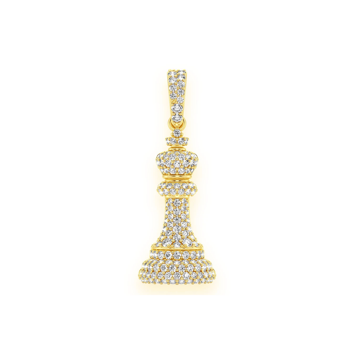 King Chess Diamond Pendant in 14K yellow gold, front view