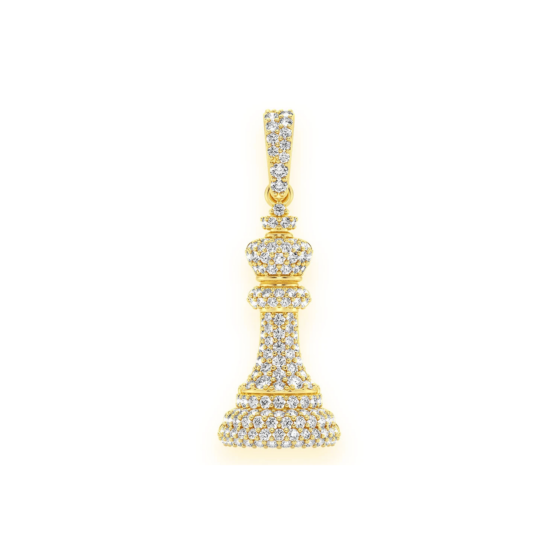 King Chess Diamond Pendant in 14K yellow gold, front view