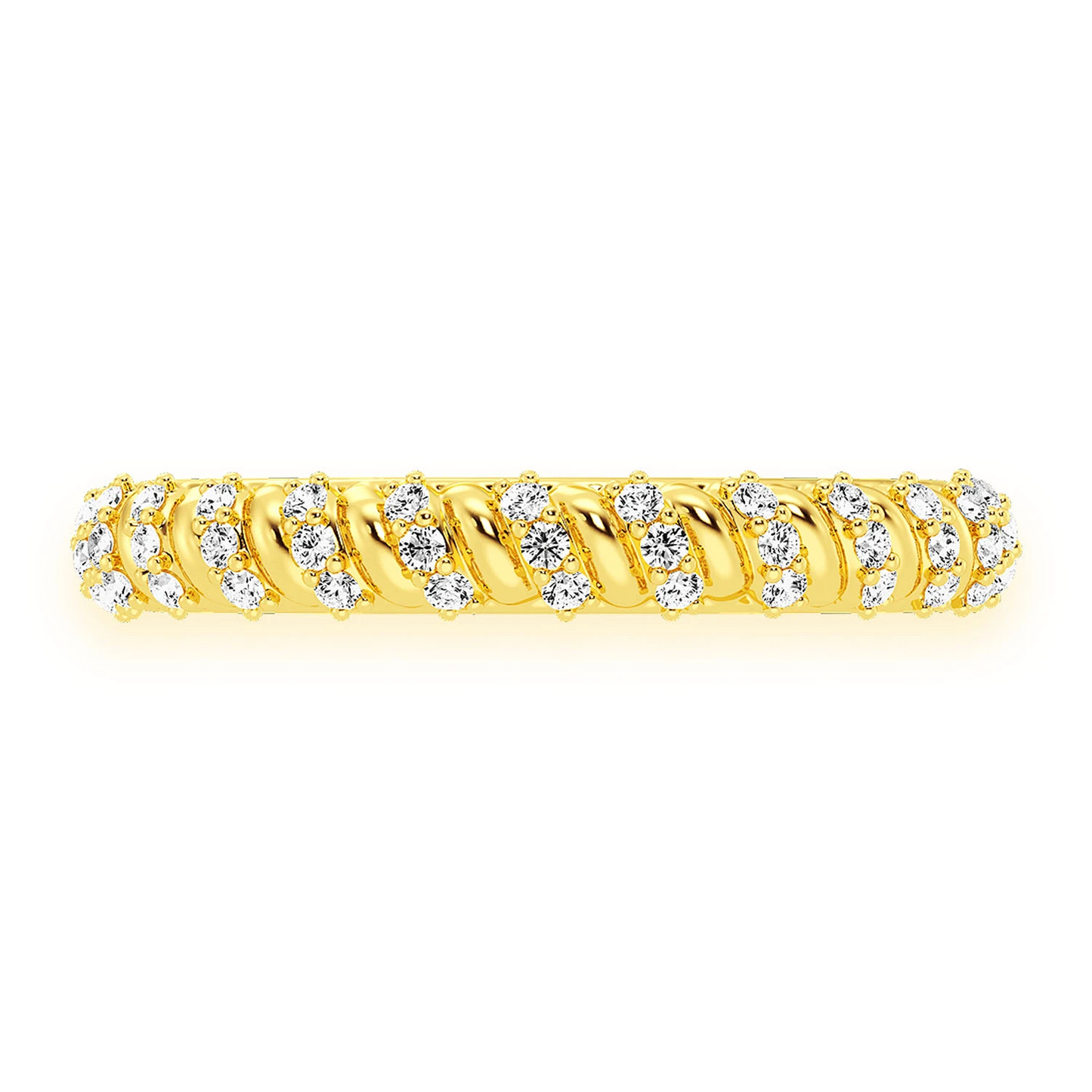 Solid Rope Ring in 14K yellow gold, front view