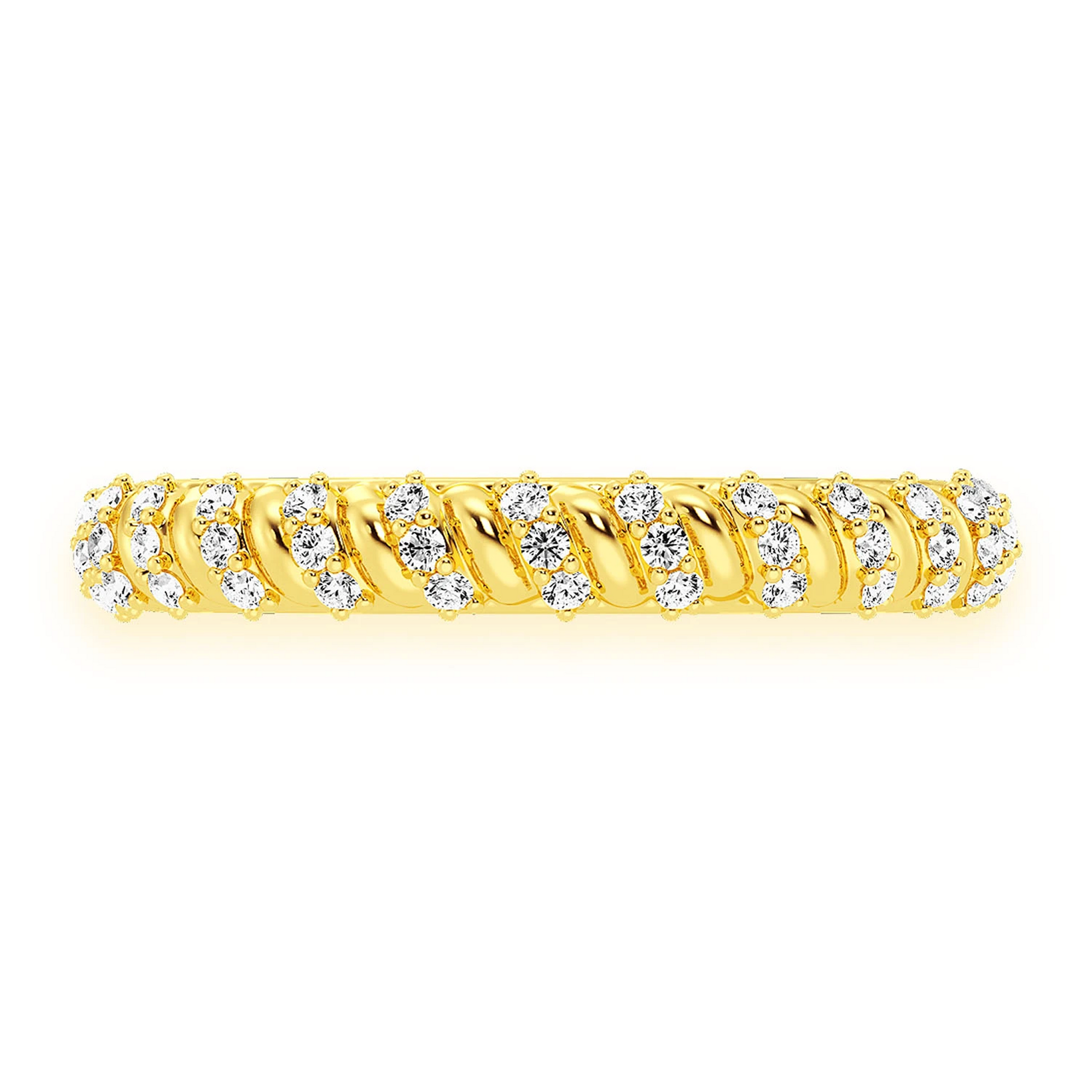 Solid Rope Ring in 14K yellow gold, front view