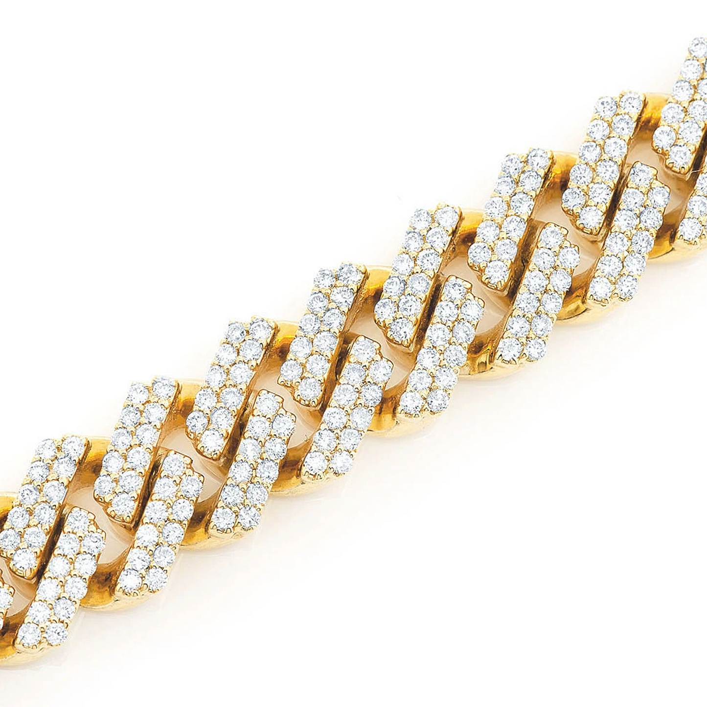 Raised Cuban Diamond Bracelet in 14K yellow gold, 11mm | 8.50ctw width, detail view