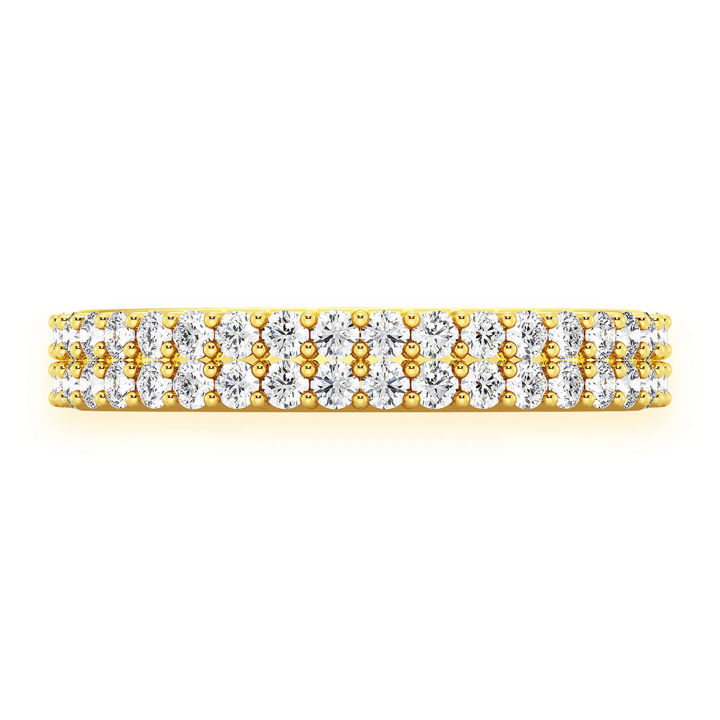 Two Row Band Ring in 14K yellow gold, front view