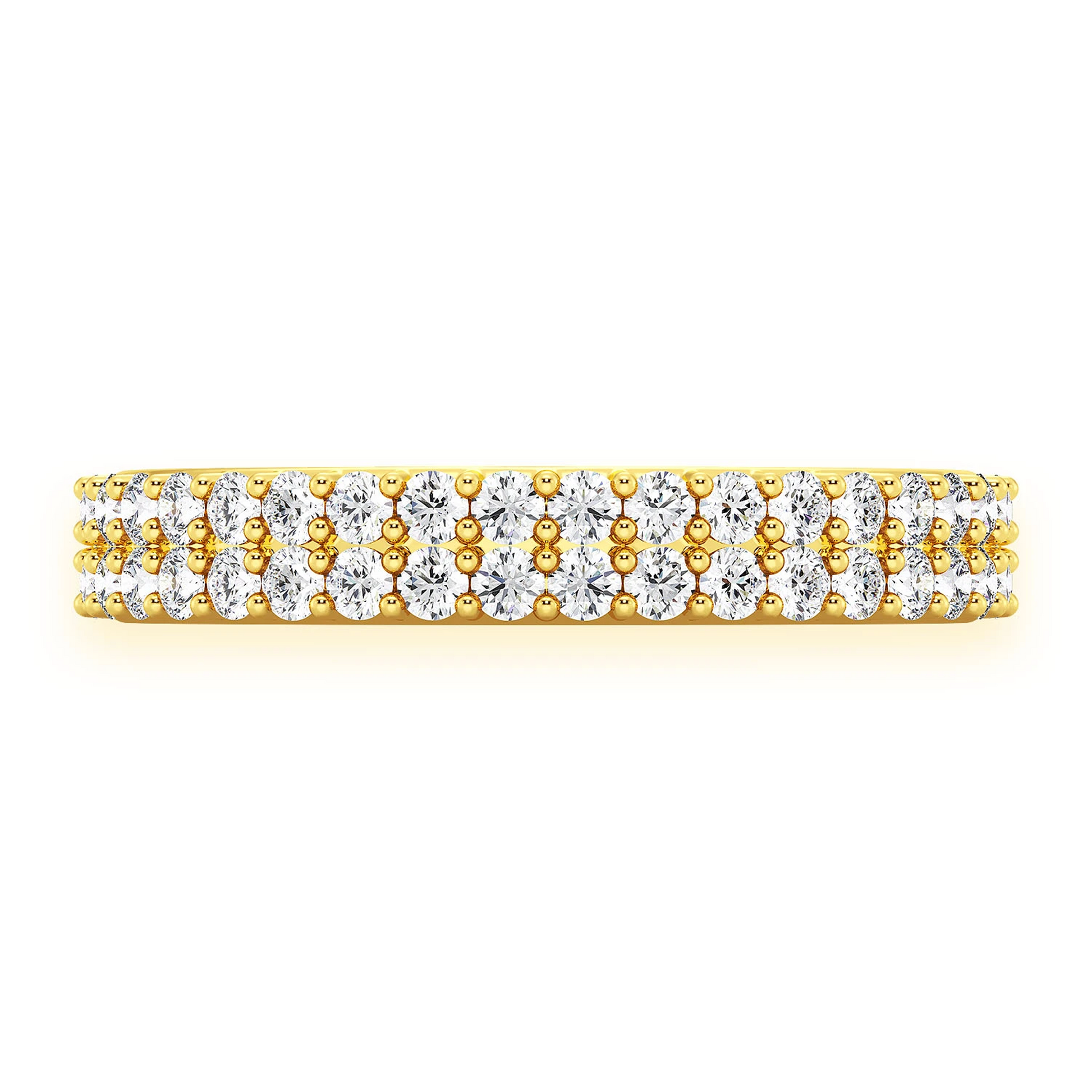 Two Row Band Ring in 14K yellow gold, front view